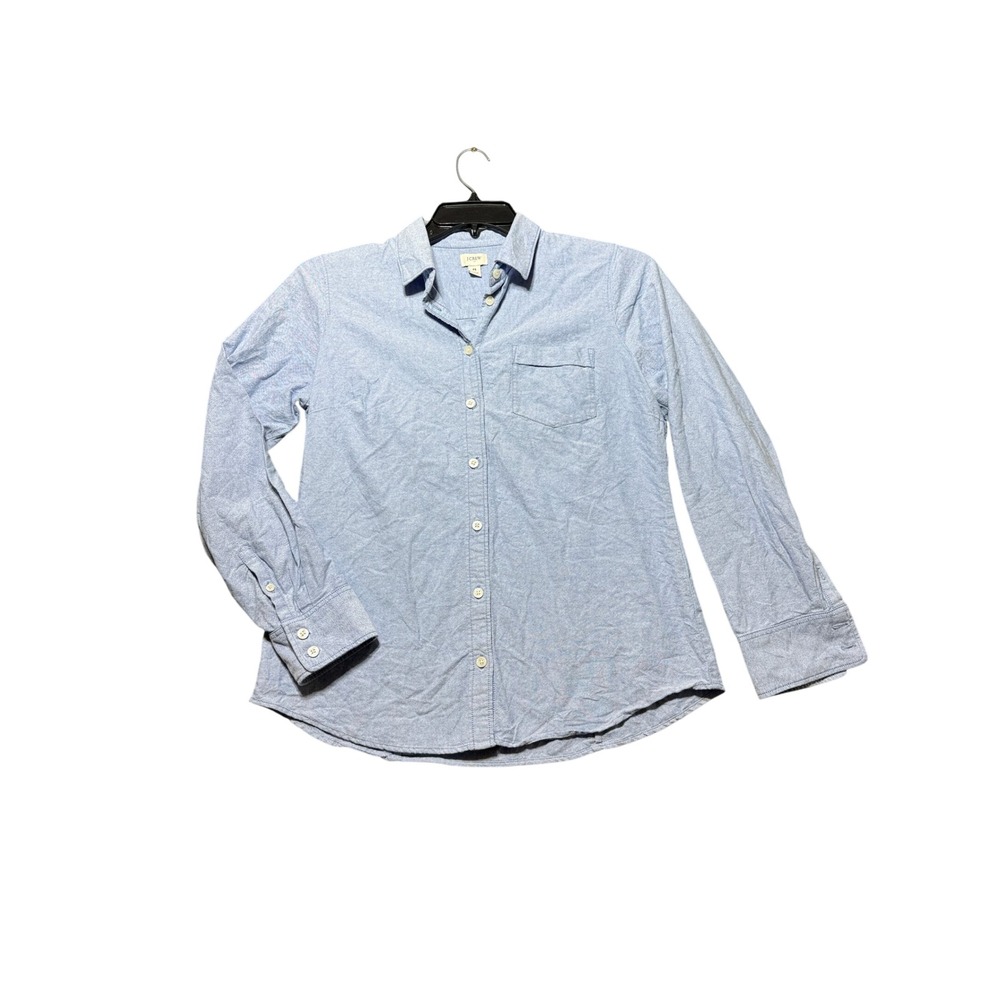 J. Crew Button Down Shirt Women M Blue Excellent Long Sleeve Oxford BP530